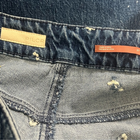 Anthropologie Pilcro The Icon Flare Jeans paint splatter and embroidery Size 27 - Picture 8 of 10